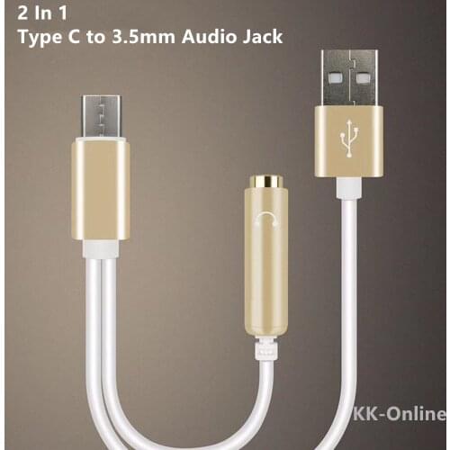 2 in 1 Type C to 3.5mm Audio Jack Headphone Adapter AUX type-c to USB 3.5mm Charging Cable for HUAWEI XIAOMI