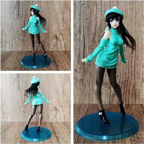 20cm Anime Figure Rascal Does Not Dream of Bunny Girl Sakurajima Mai Knit Dress PVC Action Figure Toy Collection Model Doll Gift