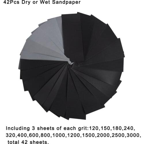 42/45Pcs 120 To 3000 Assorted Grit Sandpaper For Wood Furniture Finishing Metal Sanding Automotive Polishing Dry Or Wet Sanding