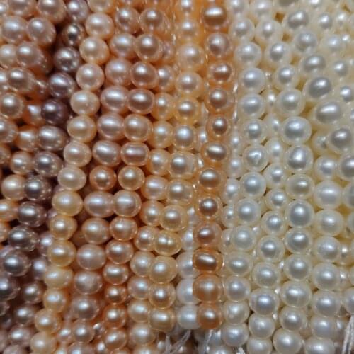 5-6mm Near Round Natural Freshwater Pearl AA+ Grade Classic Choker Necklace DIY Jewelry Single Strand For Women 37cm