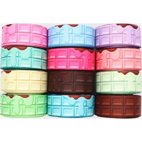 50 Yards 1'' 25MM Two Sided Chocolate Printed Grosgrain Ribbons For Hair Bows DIY Handmade Materials Y19112901