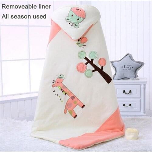95*95 cm removable liner baby swaddle newborn baby hooded swaddle blanket all season used baby stroller hooded swaddle blanket