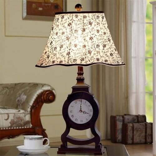 American country Roman clock table lamps bedroom bedside European classical study room desk warm living room home table lights
