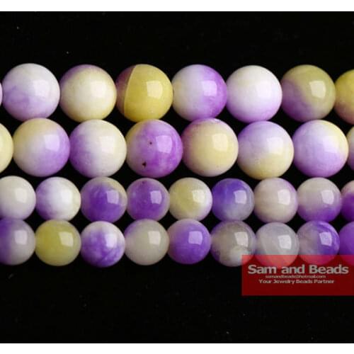 Free Shipping Natural Stone Purple & Yellow Malaysia Chalcedony Loose Beads 6 8 10 MM Pick Size For Jewelry Making PYJB01
