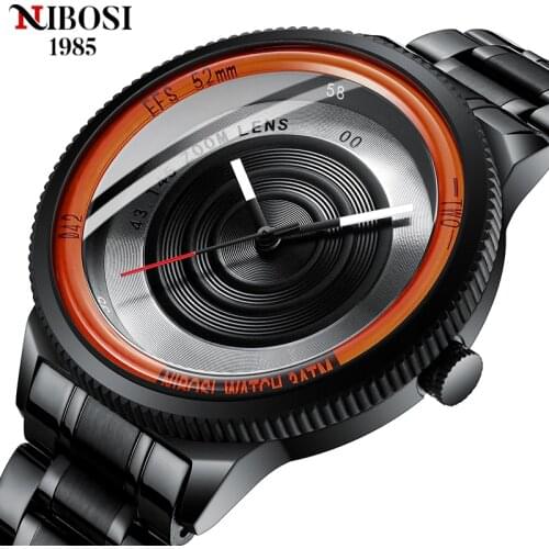 NIBOSI Camera Design Watch for Men Creative Wrist Watch Top Brand Luxury Clock Wristwatches Stainless Steel Relogio Masculino