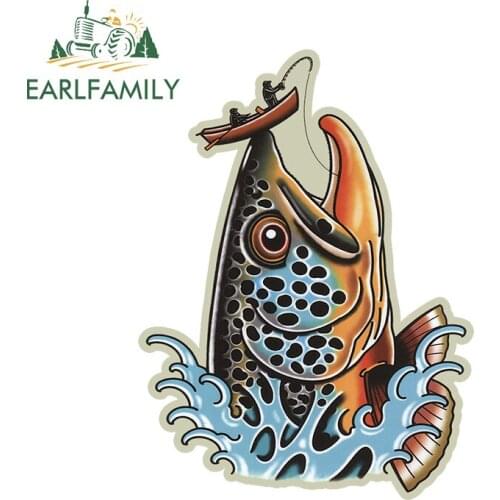 EARLFAMILY 13cm x 9.7cm for Bad Larry Fish Car Assessoires Stickers Personality Waterproof Sunscreen Decal Bumper Car Styling