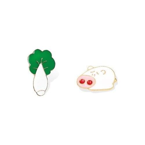 Pig and cabbage Enamel Pins and Brooches for Women Men Lapel Pin Backpack Bags Badge Kids Gifts