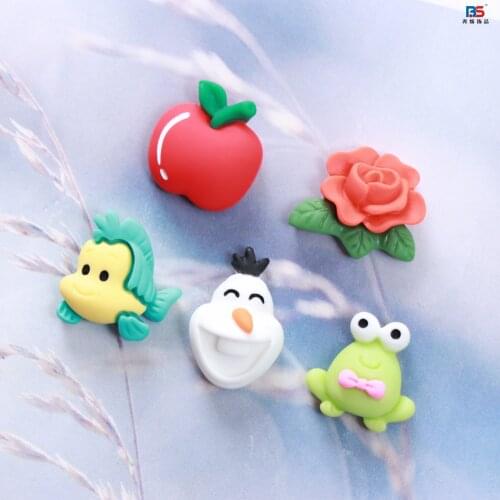 15pcs Resin Kawaii Apple Animals Flatback Resin Cabochons for Kids Hair Bows Accessories Scrapbooking DIY Decoration Craft
