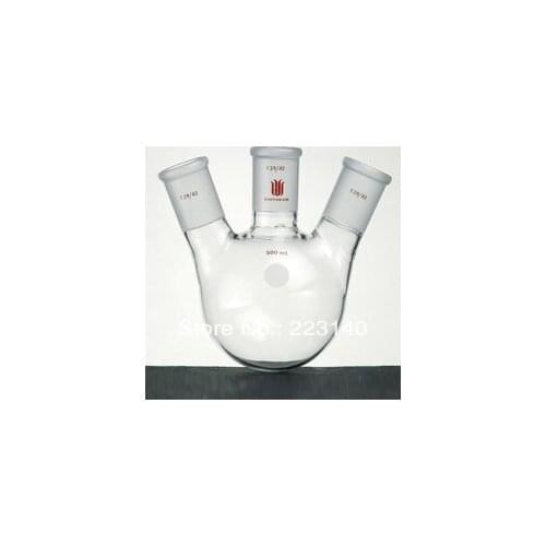 Flask, Three neck, Angled, Capacity:100ml, Center joint:24/40, Side Joint:24/40