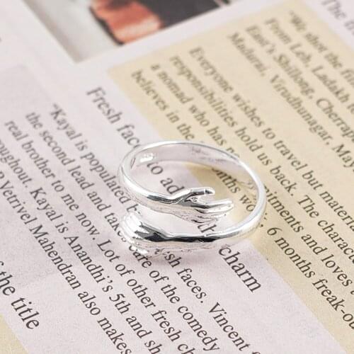Fashion Creative "Give You A Hug" Statement Couple Ring For Men And Women Jewelry Wedding Engagement Adjustable Open Rings Gift