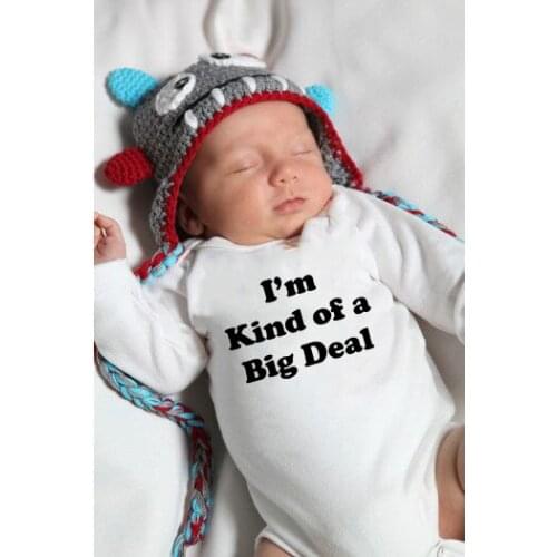 Infant Baby Long Sleeve Jumpsuit I'm Kind of A Big Deal Funny Print NewbornBodysuit Hipster Toddler Cute Jumpsuit