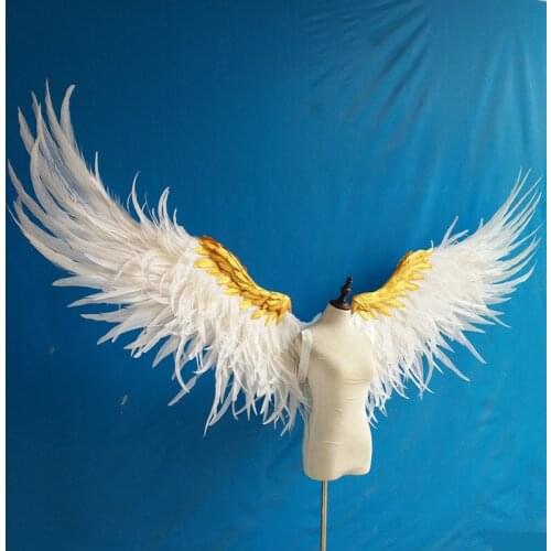 Cosplay Adult big size black and gold Feather angel Wings Photo Prop Stage Show angel wing Halloween Costume Party Supplies