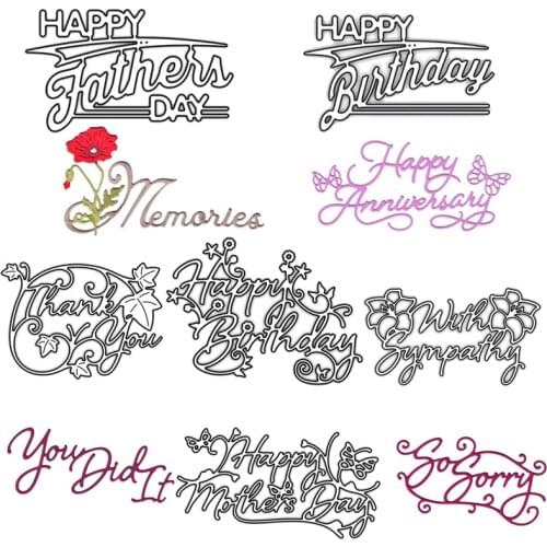 Letters Happy Mothers Day Metal Cutting Dies Stencils for DIY Scrapbooking Embossing Decoration Paper Card Craft Die New 2019