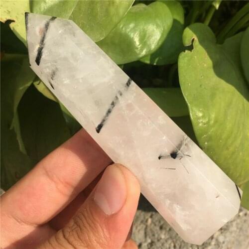 Natural rare black tourmaline crystal wand single point reiki healing