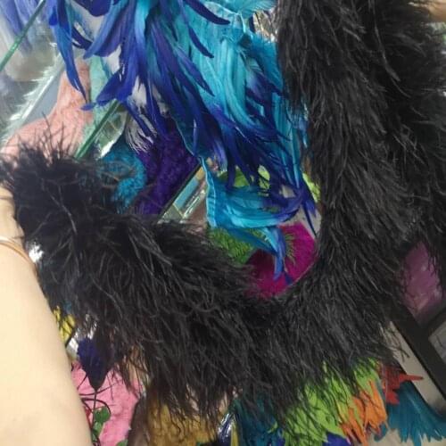 Wholesale Beautiful 10 Meters 5 Layer Black Ostrich Feather/weddings/parties/home improvement/scarves Decoration