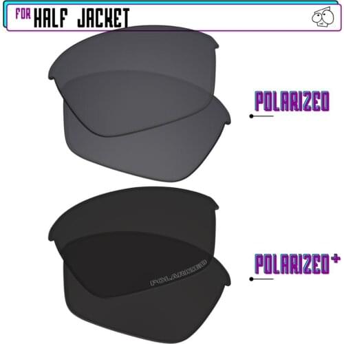 EZReplace Polarized Replacement Lenses for - Oakley Half Jacket Sunglasses - BlackP Plus-BlackIRP