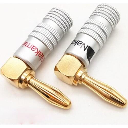 Banana Plug Right Angle 90 Degree 4mm Gold-Plated Video Speaker Adapter Audio Connector Banana Connectors