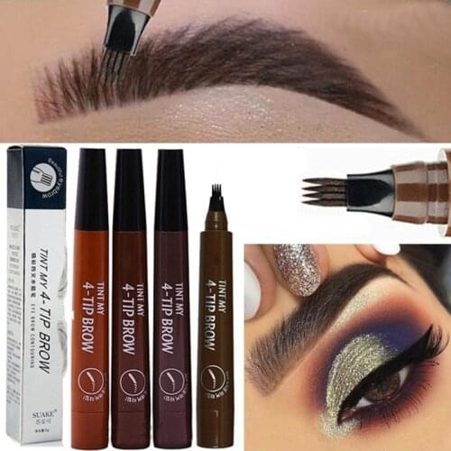 Eyebrow Pen Eye Makeup Waterproof 4 Fork Portable Beauty Tool for Women Lady DEC889