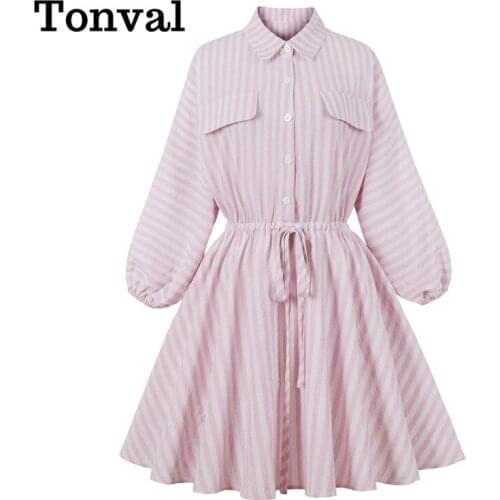 Модные платья-рубашки Tonval China At AliExpress
