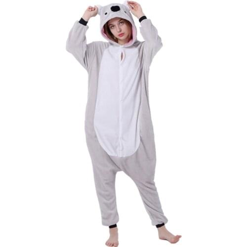 Unisex Kigurumi Adults Animal Pajamas Anime Onesie Koala Flannel Cartoon Cute Warm Cosplay Sleepwear