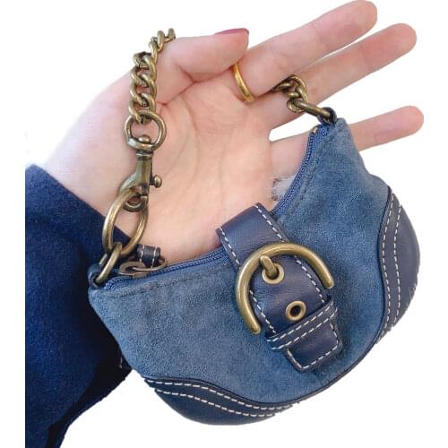 Vintage Antique Golden Chain Handbag Genuine Leather Underarm Purse Belt Crossbody Mini Wallet Classic It Bags Handmade