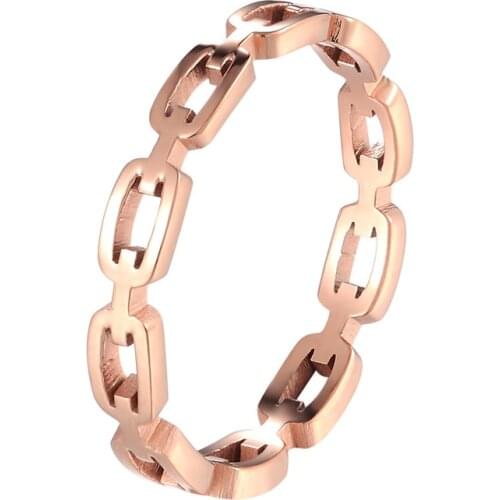 Womens Ring Stainless Steel Ins Fashion Female Gold Color Trendy Chain Finger Rings For Women Jewelry Wholesale Anillos Mujer
