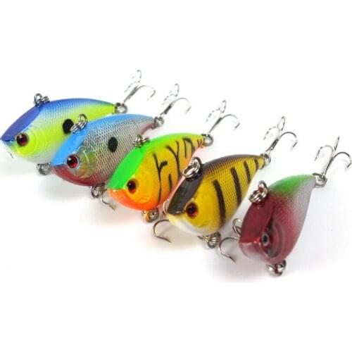 1PCS VIB Crankbait Lifelike Sinking Fishing Lure High Quality 7.4G 5.5CM Vibration Rattle Hooks Baits