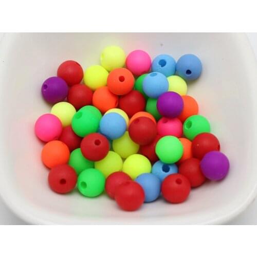 100 Mixed Frost Neon Color Acrylic Round Beads 10mm Smooth ball