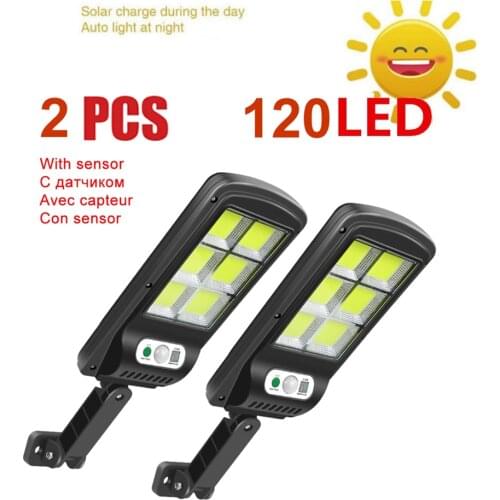 2pcs tabular oblong 128 LED Solar LED Light Outdoor 6 Head Motion Sensor Remote Control Wide Angle Illumination solar Wall Lamp