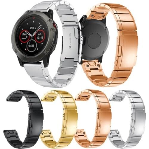 20mm 22mm 26mm Stainless Steel Watch Bands for Garmin Fenix 3/5/5X/5S Easy Quick Install Fit Link Replacement Smart Watch Strap