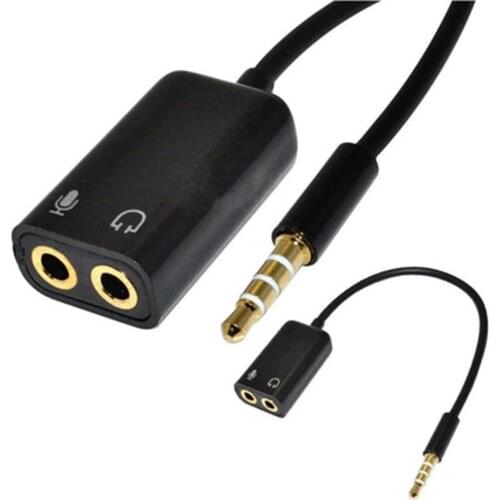 3.5mm Stereo Audio Splitter Mic Audio Jack To Headphone Microphone Y Splitter Cable Converter Adapter For Smartphones PC