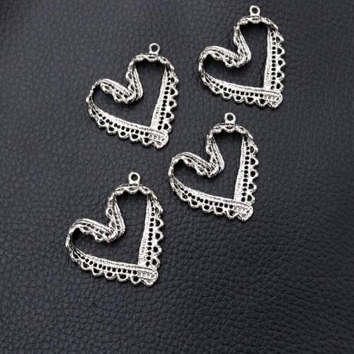 6pcs/lot Silver Plated Love Charm Metal Pendants DIY Necklaces Bracelets Jewelry Handicraft Accessories 33*31mm P168