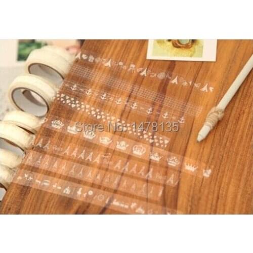 60pcs New sweet lace Adhesive Tape 10M / white DIY stick label / Stationery /32 design mix / Wholesale 006001007