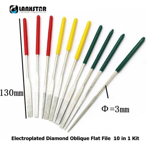 Electroplating Diamond Grinding Knife Practical Cable 10 in 1 Kit Files Plastic Flat Inclined Grinder Handle File