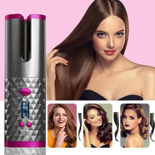 Automatic Cordless Hair Curler Automatic Curling Iron Ceramic Rotating Hair Curler 6 Temperatures Timer Settings Auto Shut-Off