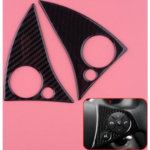 CITALL 1Pair Carbon Fiber Steering Wheel Button Cover Trim Sticker Fit For Mercedes Benz C W204 2007 2008 2009 2010