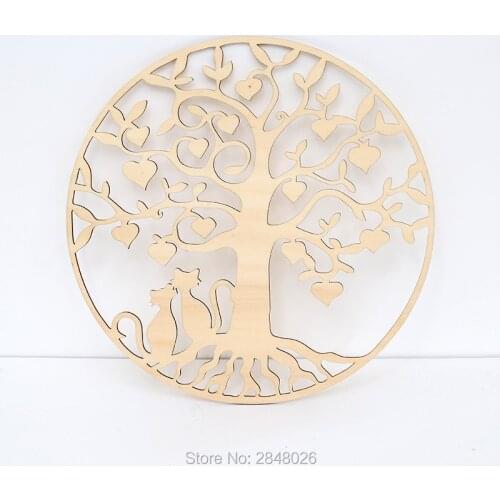 Rustic Wooden Tree of Life wall decor,party photo booth props,bedroom sign,Wooden Tree with cats Wall Hanging decor