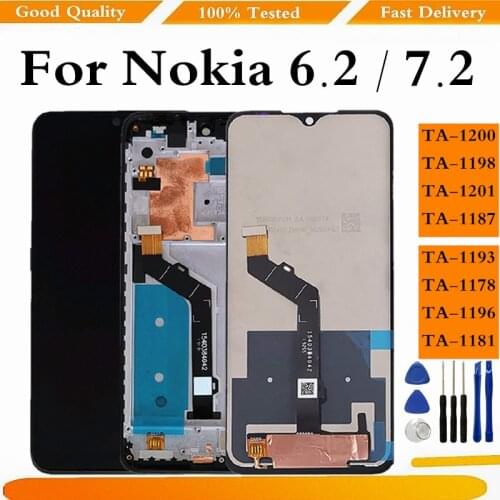 For Nokia 7.2 6.2 LCD Display Touch Screen Digitizer Assembly For Nokia 7.2 LCD TA-1198 TA-1200 TA-1196 Display Replacement