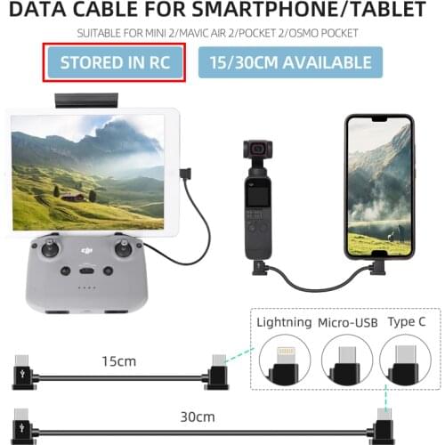 DJI FPV Goggles V2/Mini 2/Air 2 Lighting TYPE-C Micro-USB Android Iphone Stored In RC Data Cable Phone Tablet Line for POCKET 2