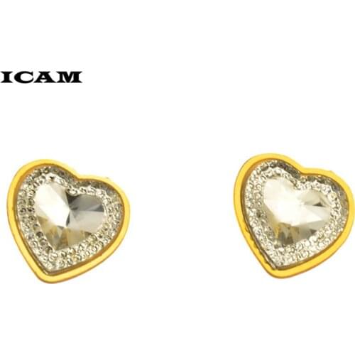 ICAM Newest Shiny Crystal Heart Earrings Charming Earrings for Women 2019 Fashion Stainless Steel Jewelry Brincos