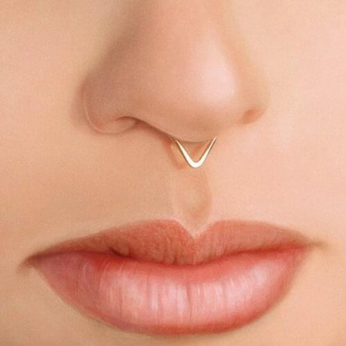 925 Silver Real Piercing Nose Ring Handmade Gold Filled Jewelry Punk Charm Tiny Septum Hoop Jewelry Real Piercing Nose Ring