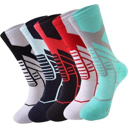 Cushion Heel Shield Compression Socks Cycling Training Outdoor Sports Crew Athletic Performance Socks