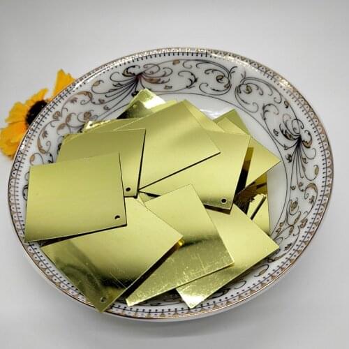 LNHOME 50g/Lot 30*30mm Square Sequins Light Gold Loose Flat Spangle Paillettes For Clothing With 1 Hole Needlework Sewing