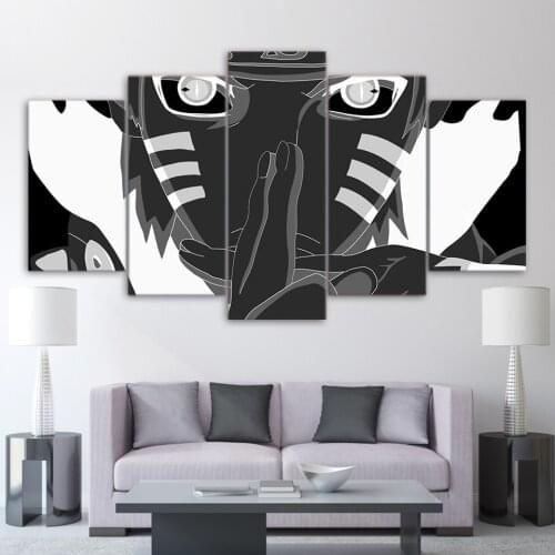 5 Piece Canvas Wall Art Anime Poster Modular Pictures Prints Ninja Black And White Paintings For Living Room Home Decoration