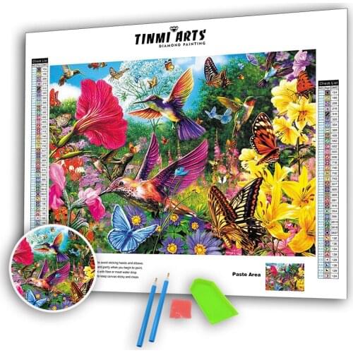 5D Poured Glue Diamond Painting Kits Scallope Edge Full Round Flower And Bird Embroidery Landsacpe Rhinestone Mosaic Home Decor