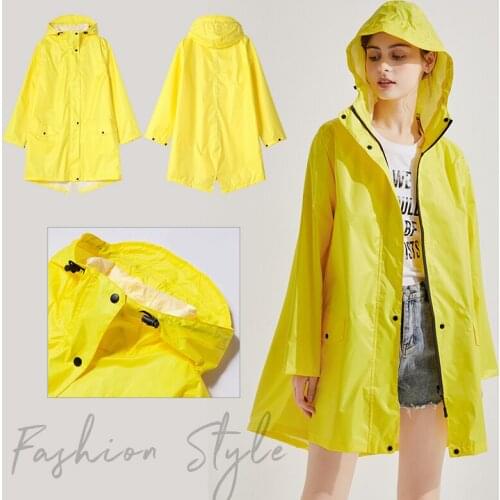 2021 New Women Stylish Yellow Raincoat Waterproof Rain Jacket with Hood Outdoor hiking thin raincoat