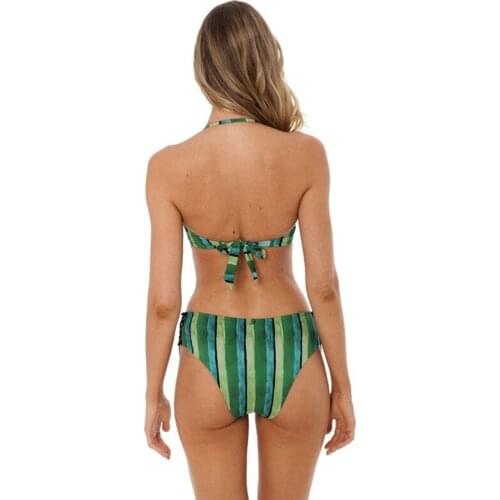 New striped sexy split bikini multi-rope black eye wipe chest womens swimwear free thong bikini