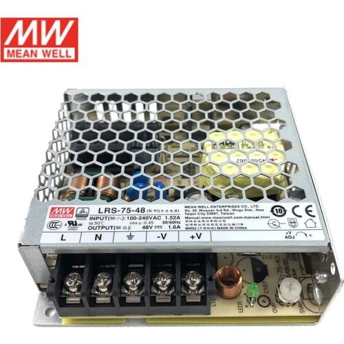 Original MEAN WELL LRS-75-48 Switching Power Supply 110V/220V AC to 48V DC 1.6A 75W Meanwell Power Unit PSU
