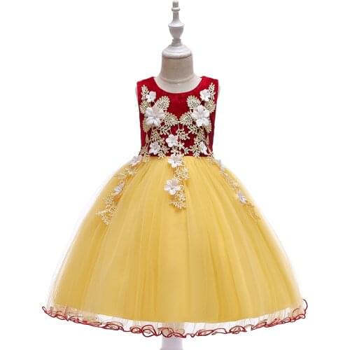 Girls 4-8 Years O-Neck Sleeveless Colorful Mesh Patchwork Ball Gown Dresses Children Day Stage Performance Summer Dresses