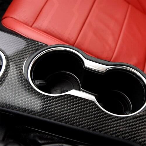 Carbon Fiber Interior Decoration Gear Panel Water Cup Frame Cover Trim for Ford Mustang Car Decal Stickers Accessories LHD